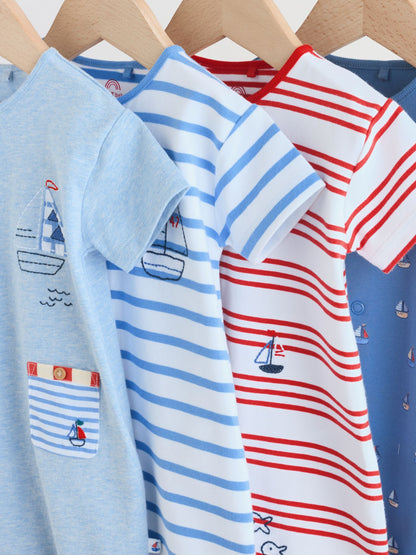 Blue Nautical Jersey Baby Rompers 4 Pack image 3