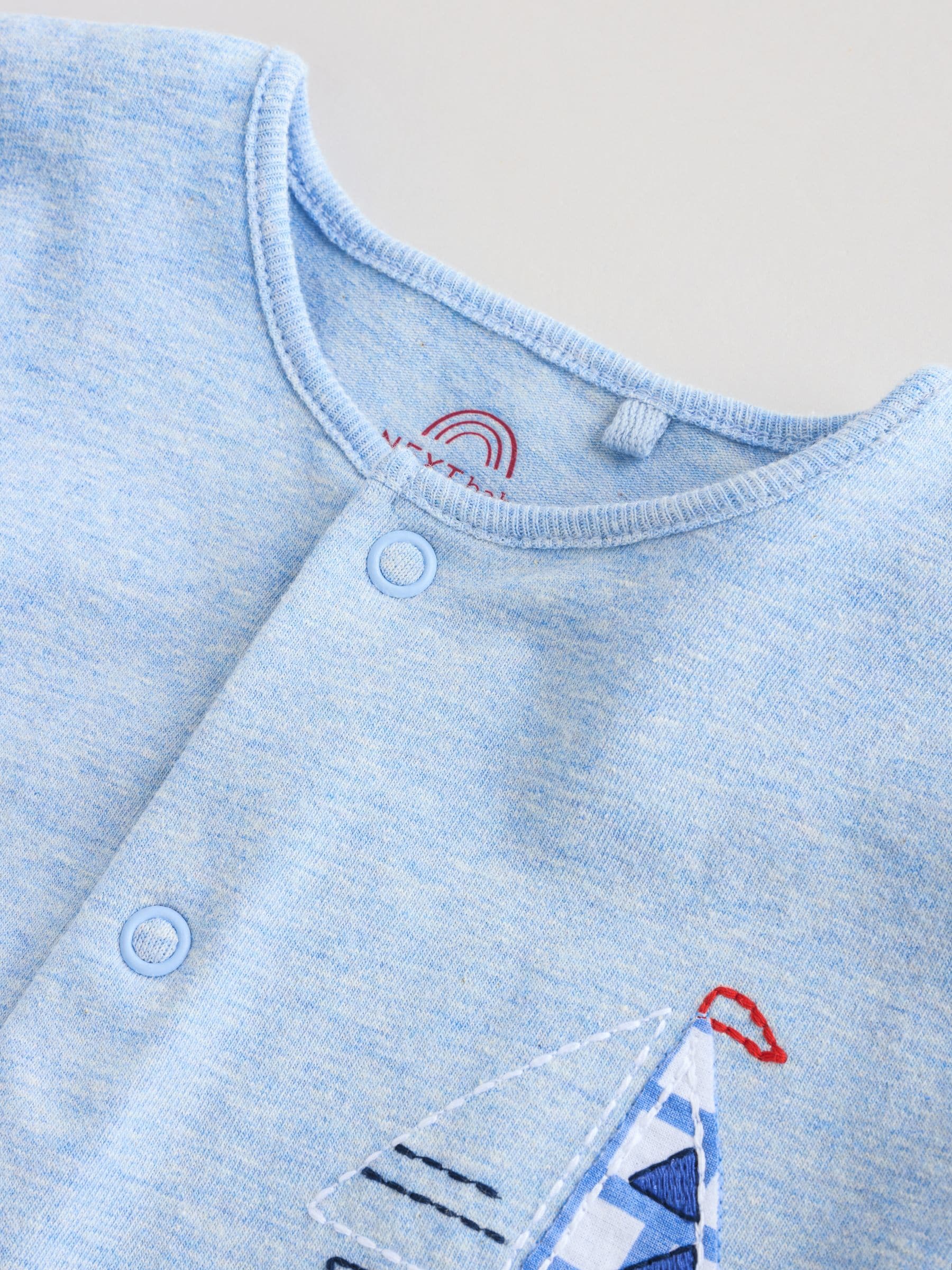 Blue Nautical Jersey Baby Rompers 4 Pack image 4