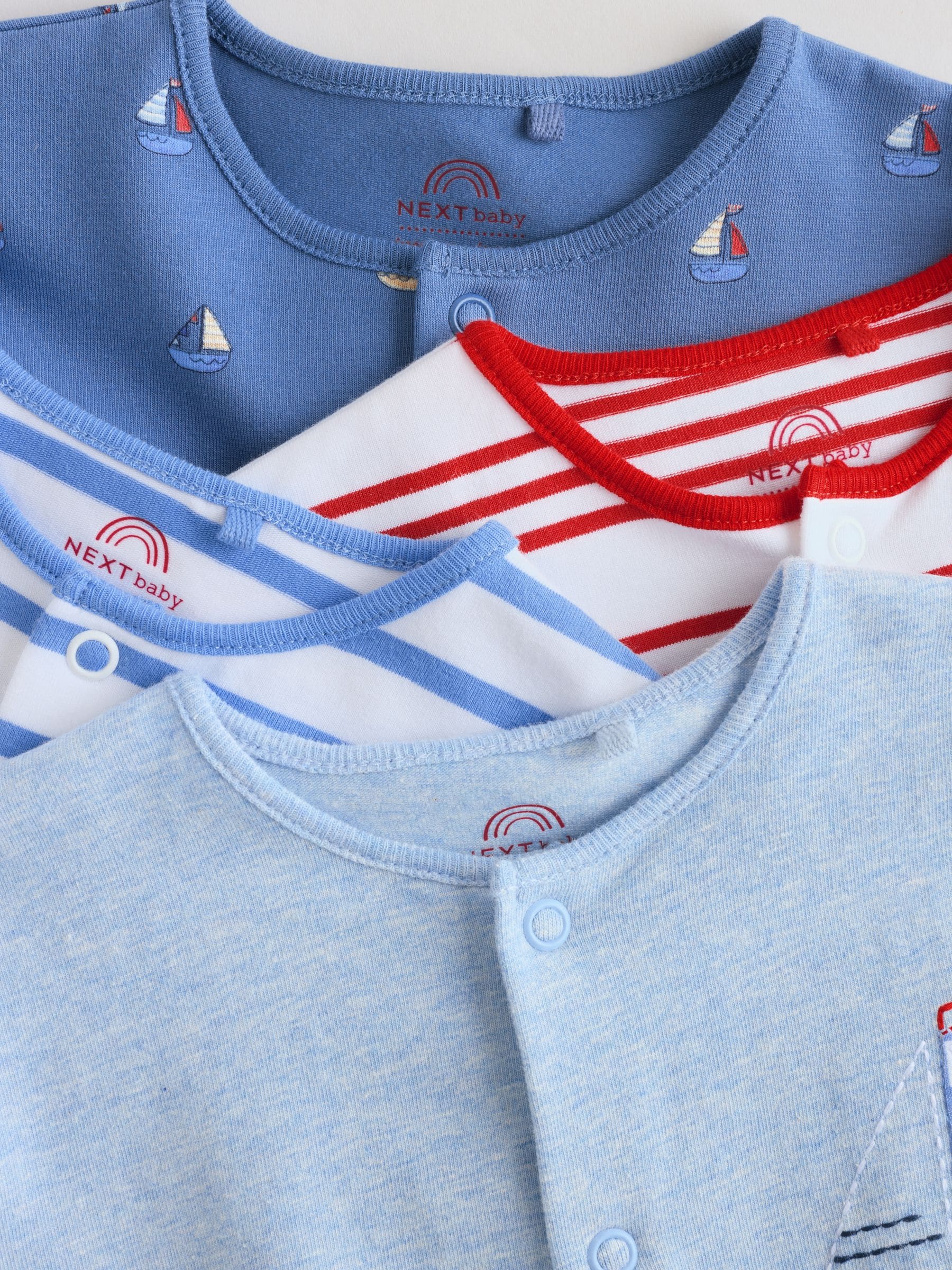 Blue Nautical Jersey Baby Rompers 4 Pack image 6