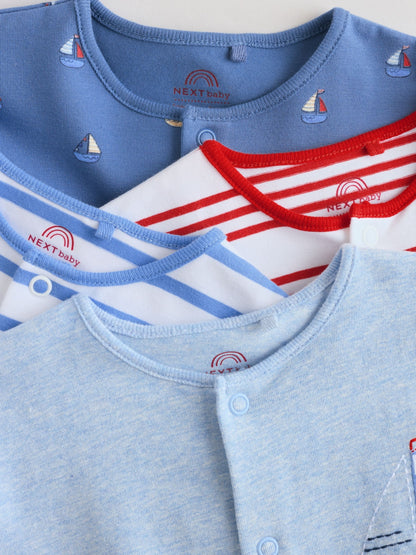 Blue Nautical Jersey Baby Rompers 4 Pack image 6