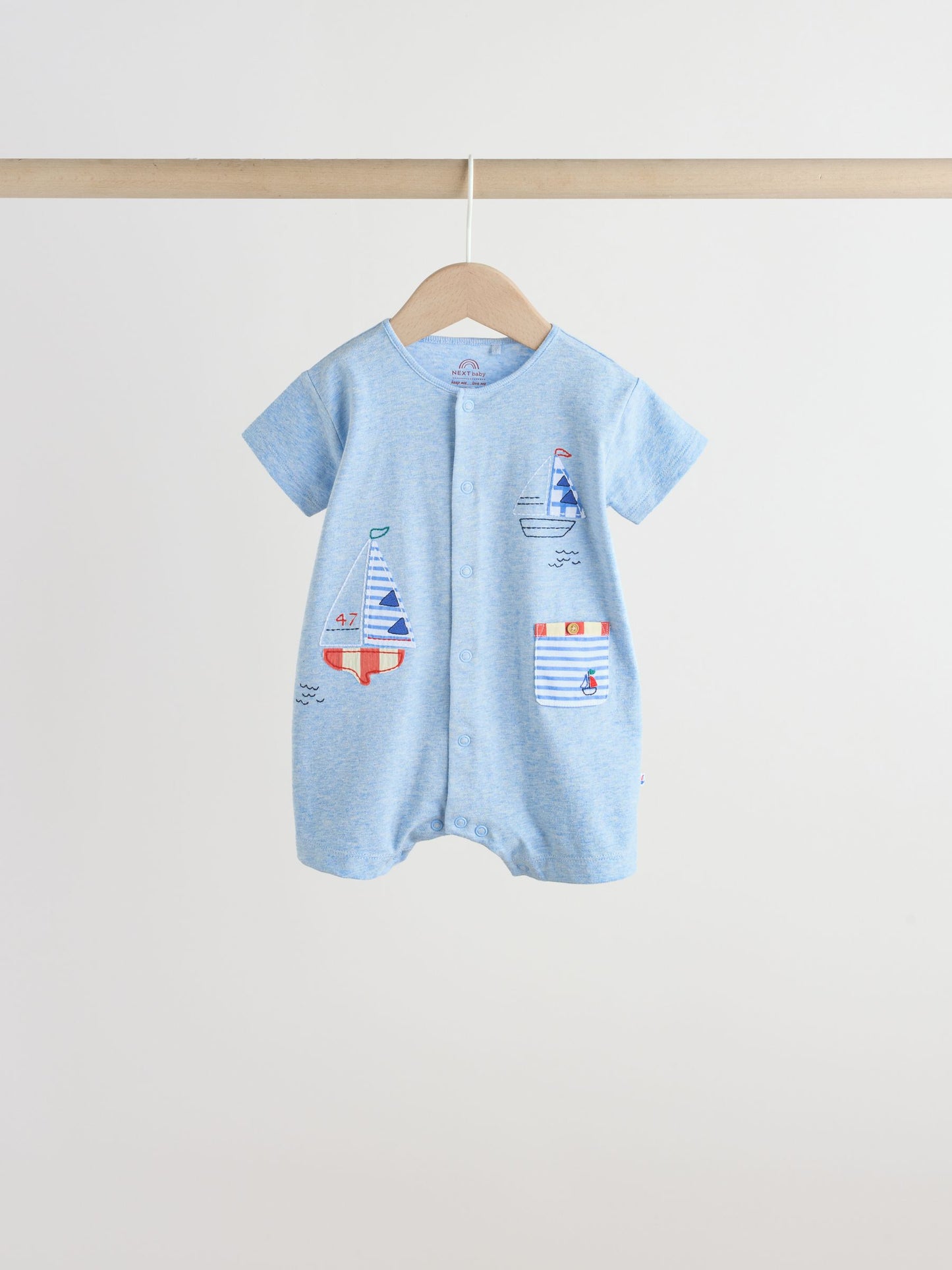 Blue Nautical Jersey Baby Rompers 4 Pack image 3