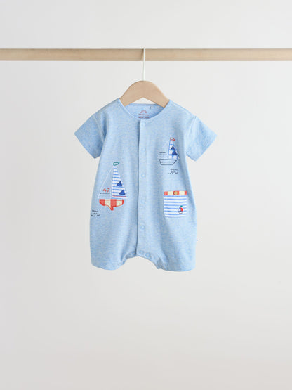 Blue Nautical Jersey Baby Rompers 4 Pack image 3
