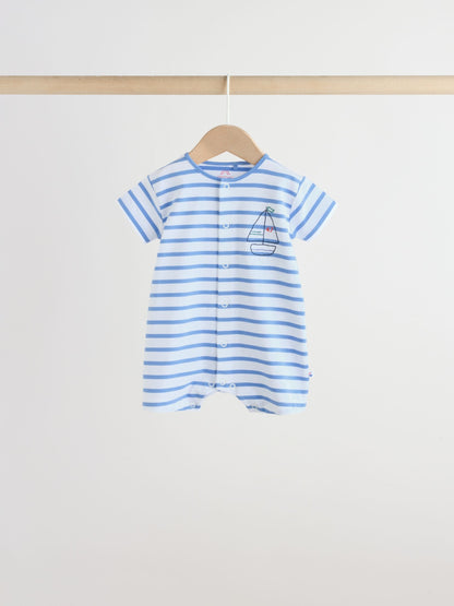 Blue Nautical Jersey Baby Rompers 4 Pack image 5