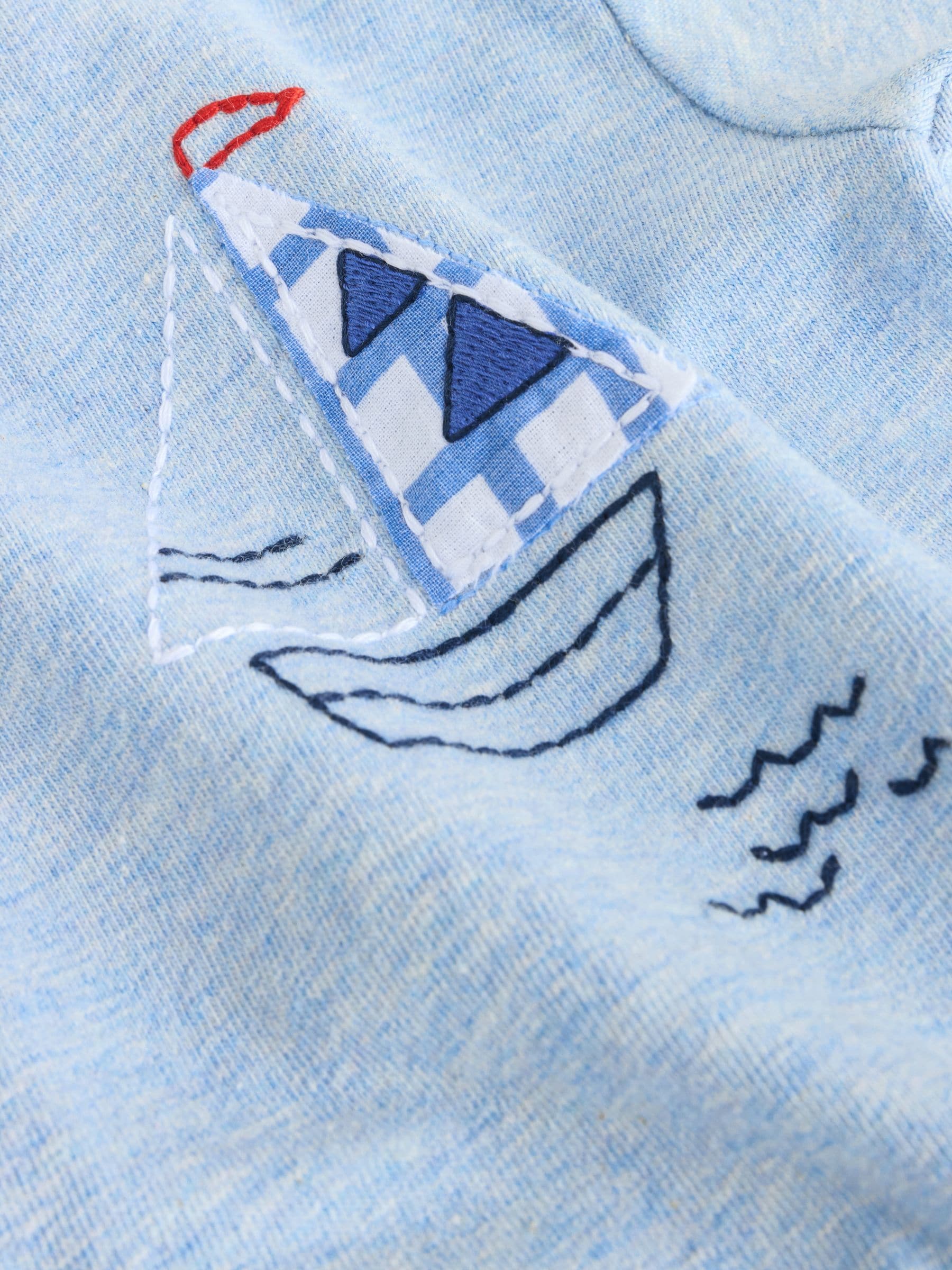 Blue Nautical Jersey Baby Rompers 4 Pack image 8