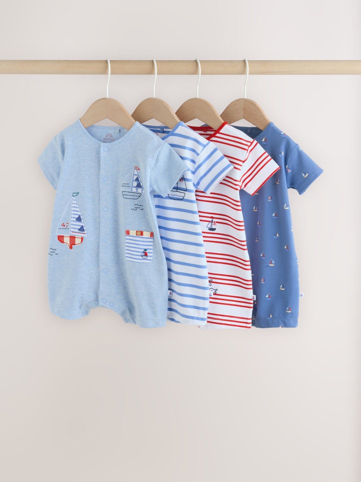 Blue Nautical Jersey Baby Rompers 4 Pack image 1