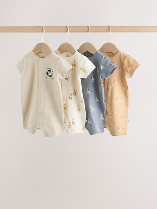 Neutral Animal Jersey Baby Rompers 4 Pack image 1