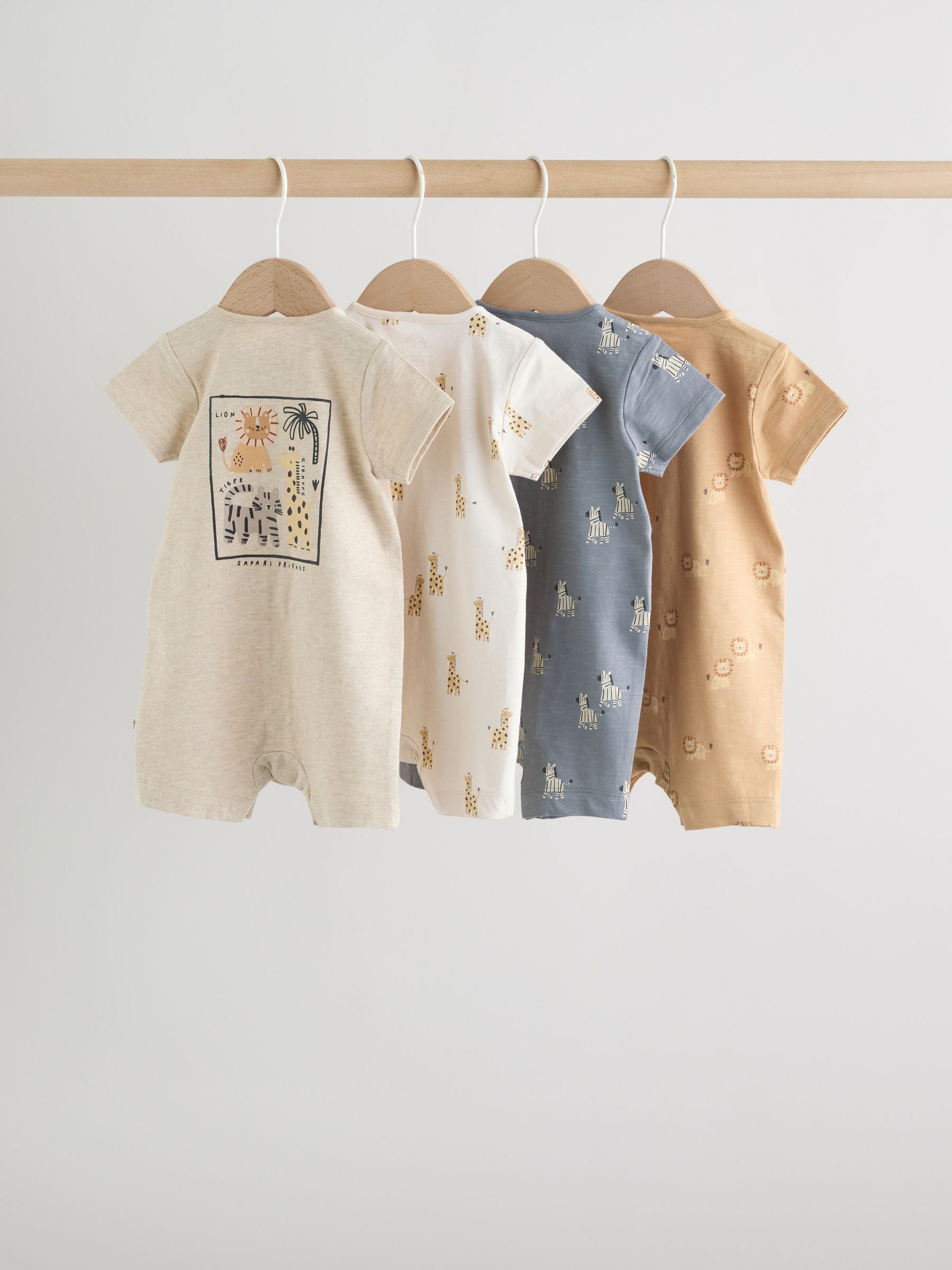 Neutral Animal Jersey Baby Rompers 4 Pack image 2