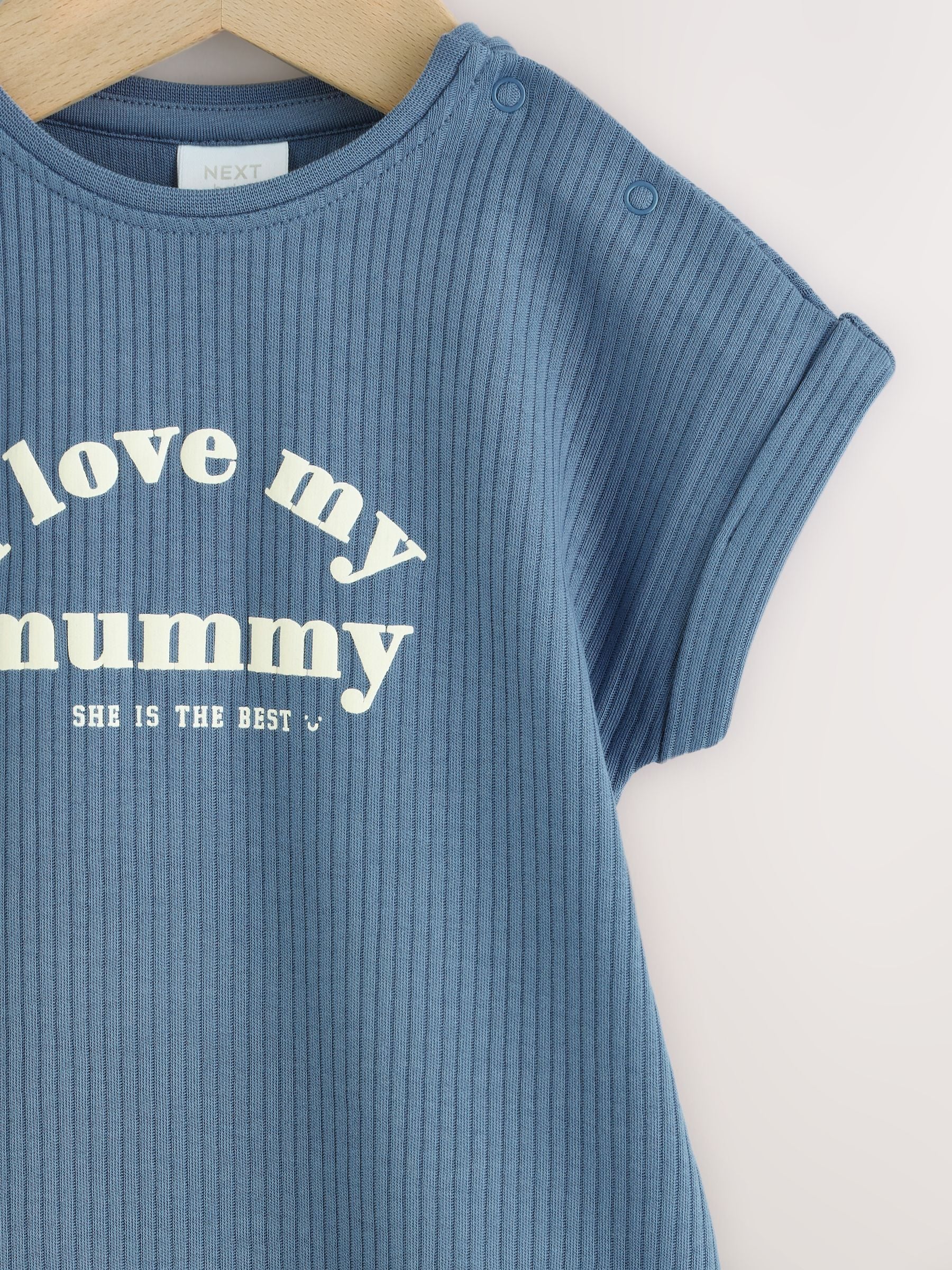 Blue I Love My Mummy Jersey Baby Romper image 3