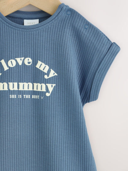 Blue I Love My Mummy Jersey Baby Romper image 3