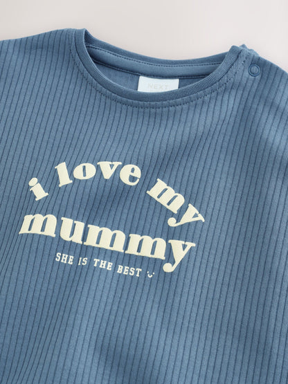 Blue I Love My Mummy Jersey Baby Romper image 4