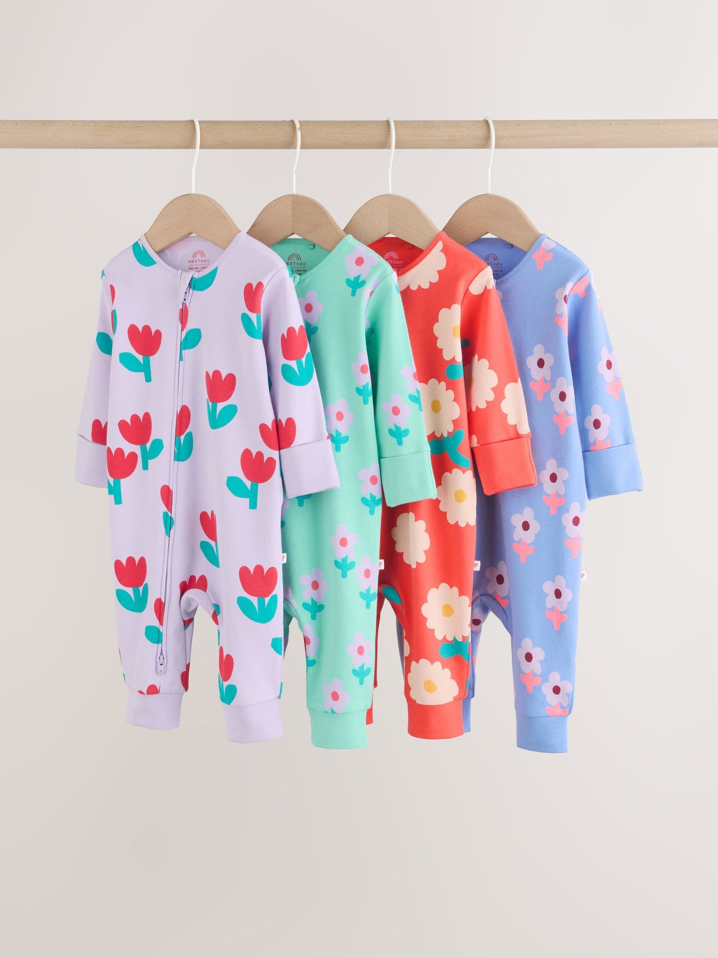 Lilac Purple Two Way Zip Baby Sleepsuit 4 Pack (0mths-3yrs) image 1