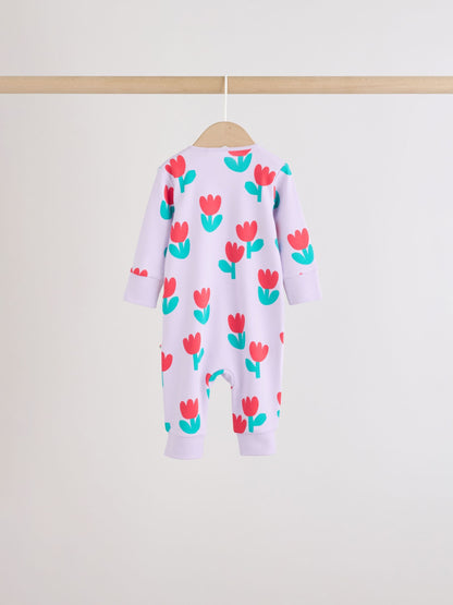 Lilac Purple Two Way Zip Baby Sleepsuit 4 Pack (0mths-3yrs) image 4