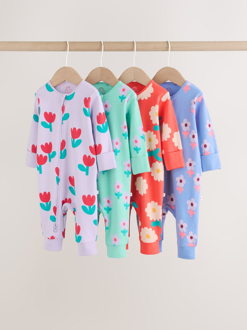 Lilac Purple Two Way Zip Baby Sleepsuit 4 Pack (0mths-3yrs) image 1