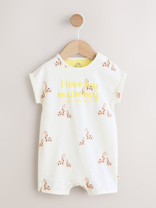 White Printed I Love My Mummy Baby Jersey Romper image 1
