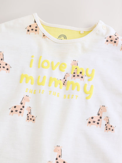 White Printed I Love My Mummy Baby Jersey Romper image 4
