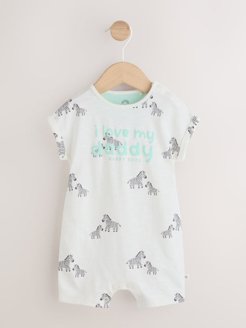 White All Over Printed I Love My Daddy Baby Jersey Romper image 1