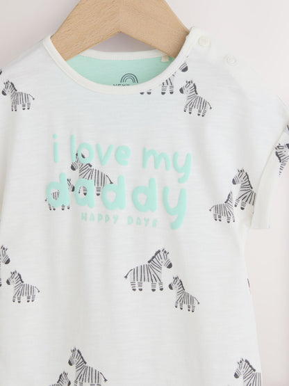 White All Over Printed I Love My Daddy Baby Jersey Romper image 5