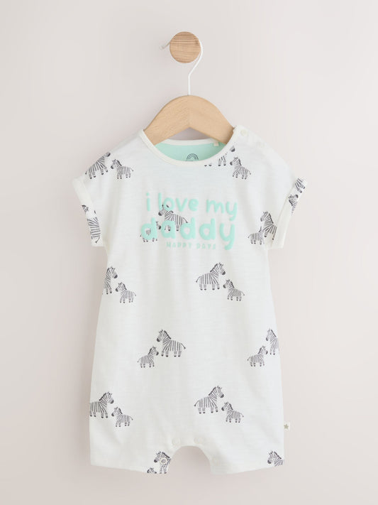 White All Over Printed I Love My Daddy Baby Jersey Romper image 1