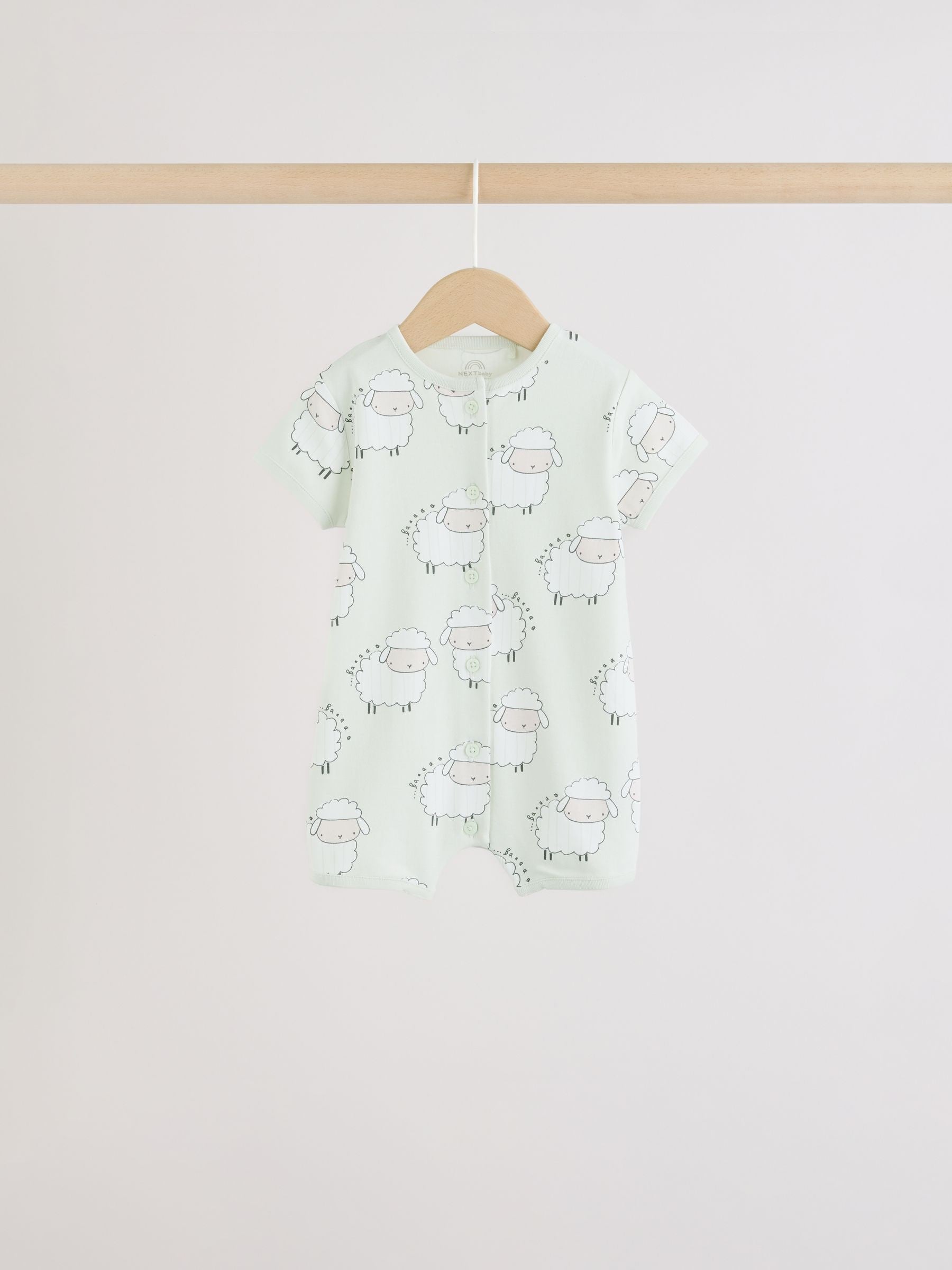 Yellow Spring/Character Button Through Baby Jersey Rompers 3 Pack image 3