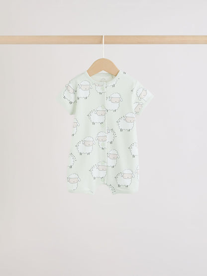 Yellow Spring/Character Button Through Baby Jersey Rompers 3 Pack image 3
