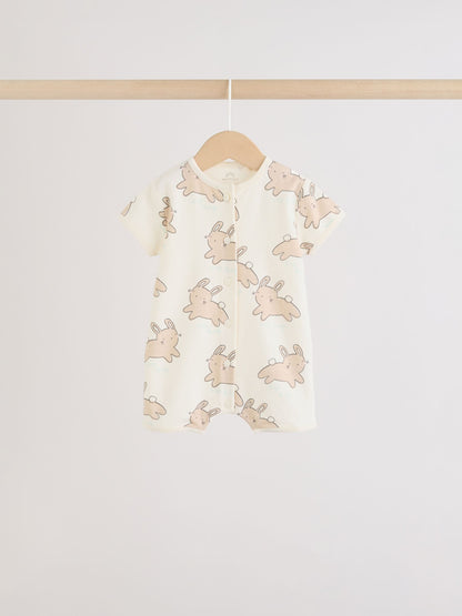 Yellow Spring/Character Button Through Baby Jersey Rompers 3 Pack image 4