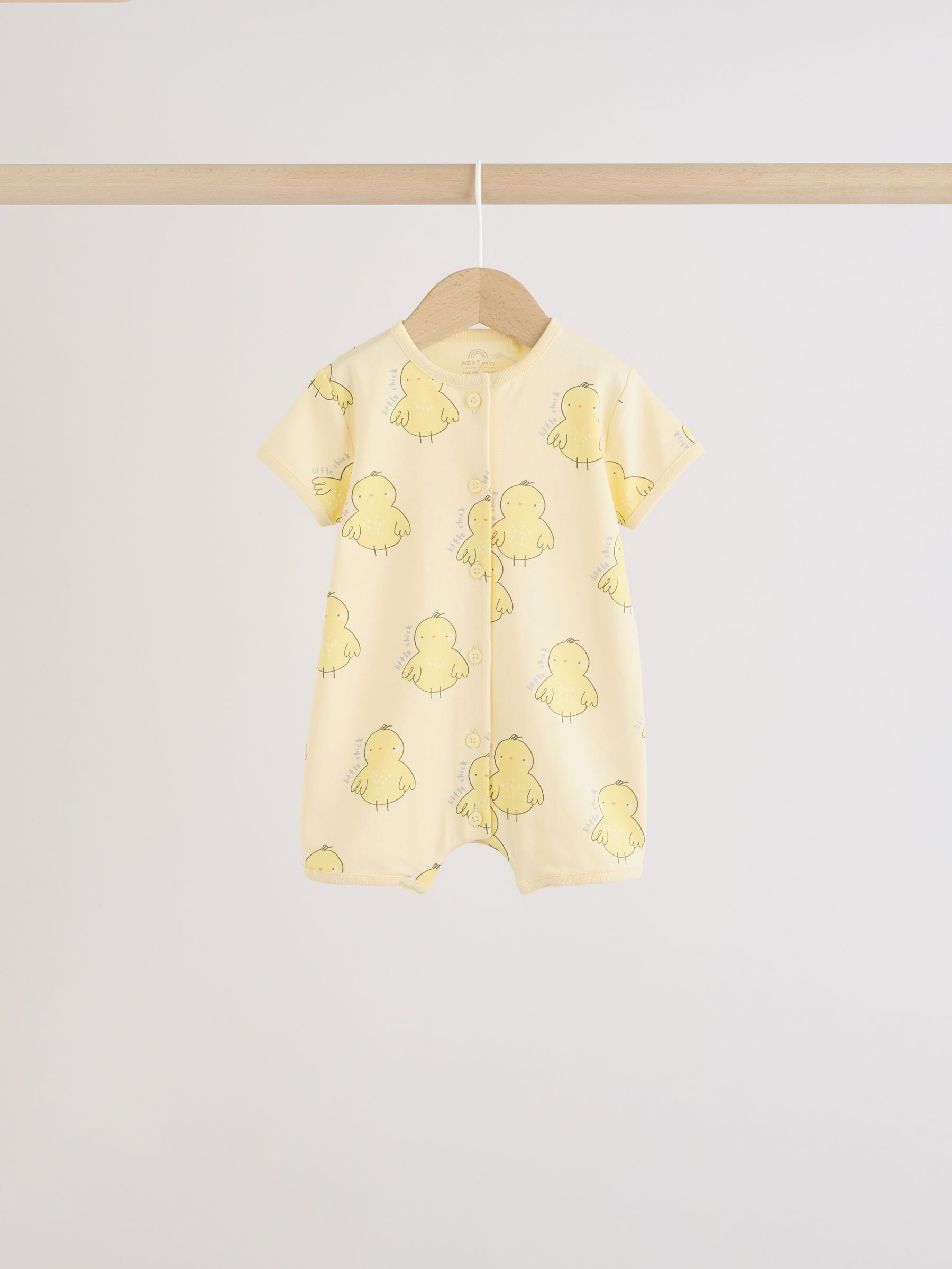 Yellow Spring/Character Button Through Baby Jersey Rompers 3 Pack image 5