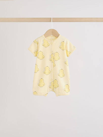 Yellow Spring/Character Button Through Baby Jersey Rompers 3 Pack image 5