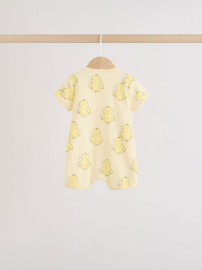 Yellow Spring/Character Button Through Baby Jersey Rompers 3 Pack image 6
