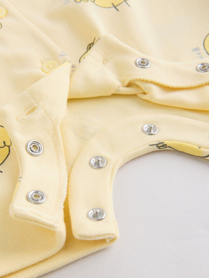 Yellow Spring/Character Button Through Baby Jersey Rompers 3 Pack image 7