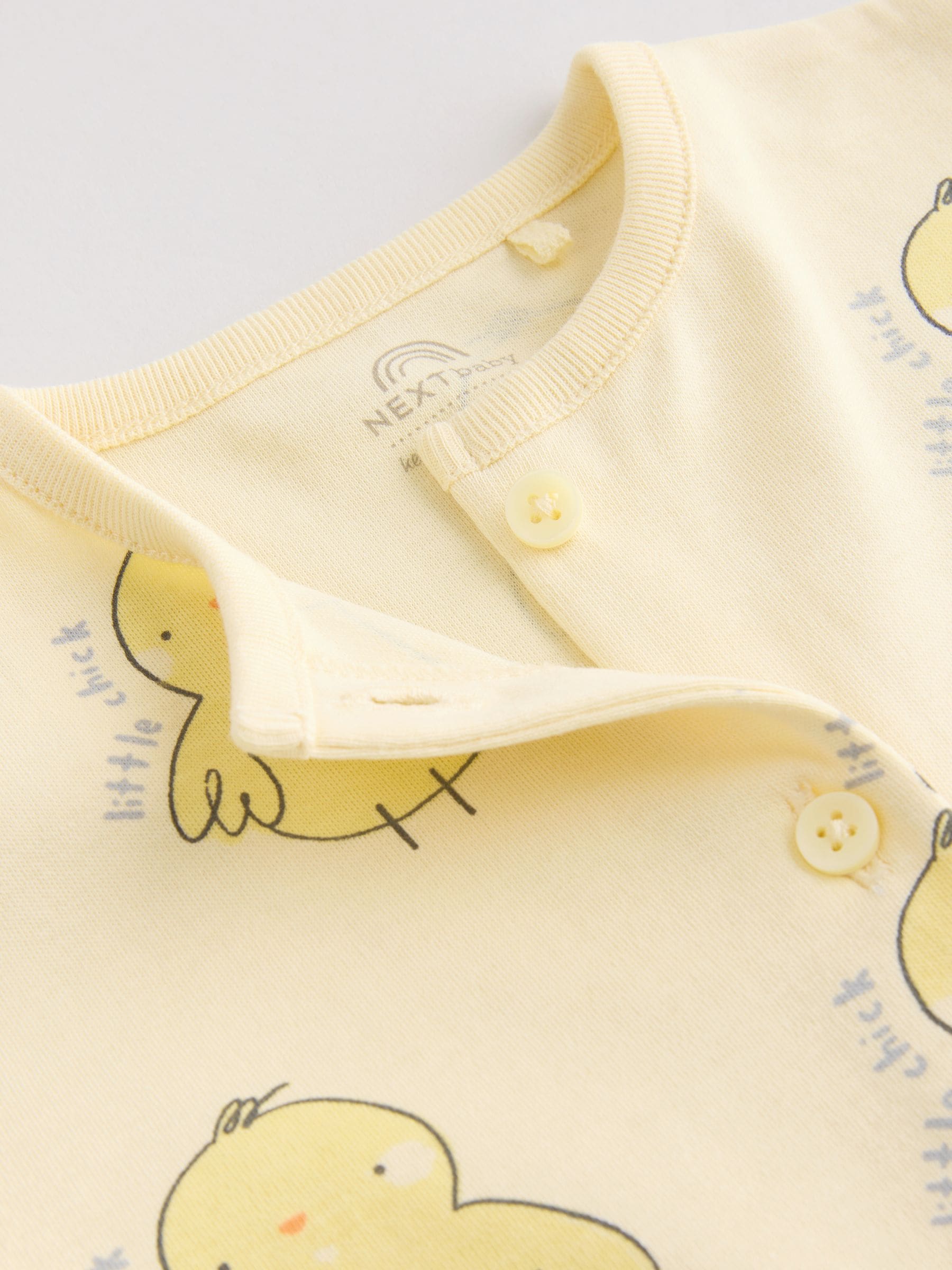 Yellow Spring/Character Button Through Baby Jersey Rompers 3 Pack image 8