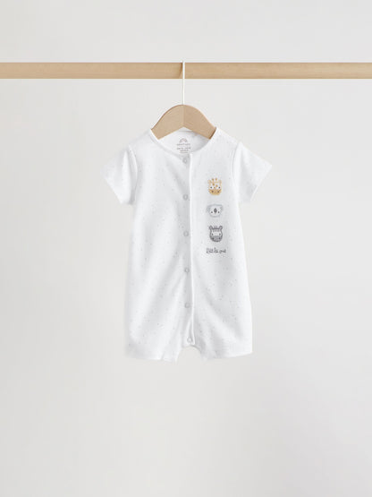White Safari Animal Embroidered Jersey Baby Rompers 3 Pack image 3