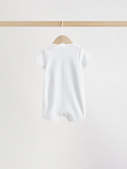 White Safari Animal Embroidered Jersey Baby Rompers 3 Pack image 6