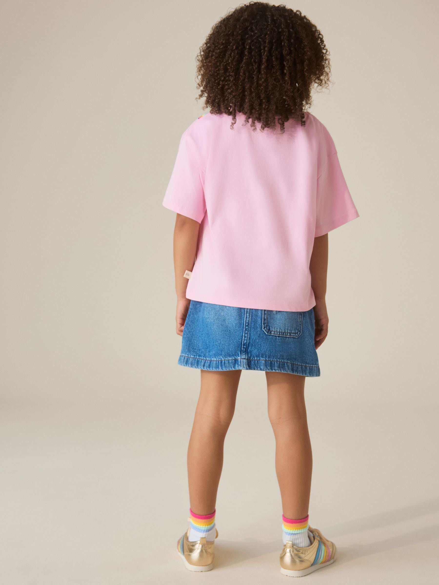 Little Bird by Jools Oliver Pink Bag Rainbow Strap Short Sleeve Jersey Slogan T-Shirt image 2