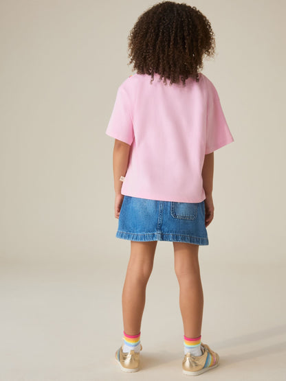 Little Bird by Jools Oliver Pink Bag Rainbow Strap Short Sleeve Jersey Slogan T-Shirt image 2