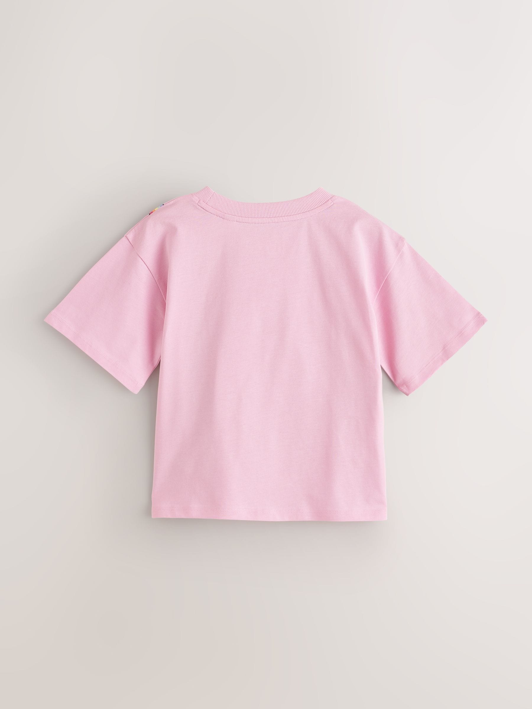 Little Bird by Jools Oliver Pink Bag Rainbow Strap Short Sleeve Jersey Slogan T-Shirt image 7