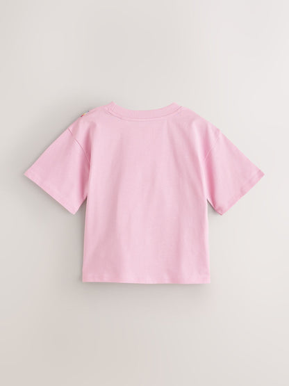 Little Bird by Jools Oliver Pink Bag Rainbow Strap Short Sleeve Jersey Slogan T-Shirt image 7