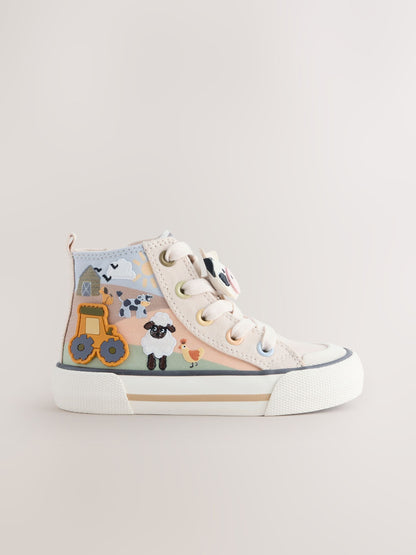 Neutral Farm Standard Fit (F) Zip Fastening Hi Top Trainers image 3