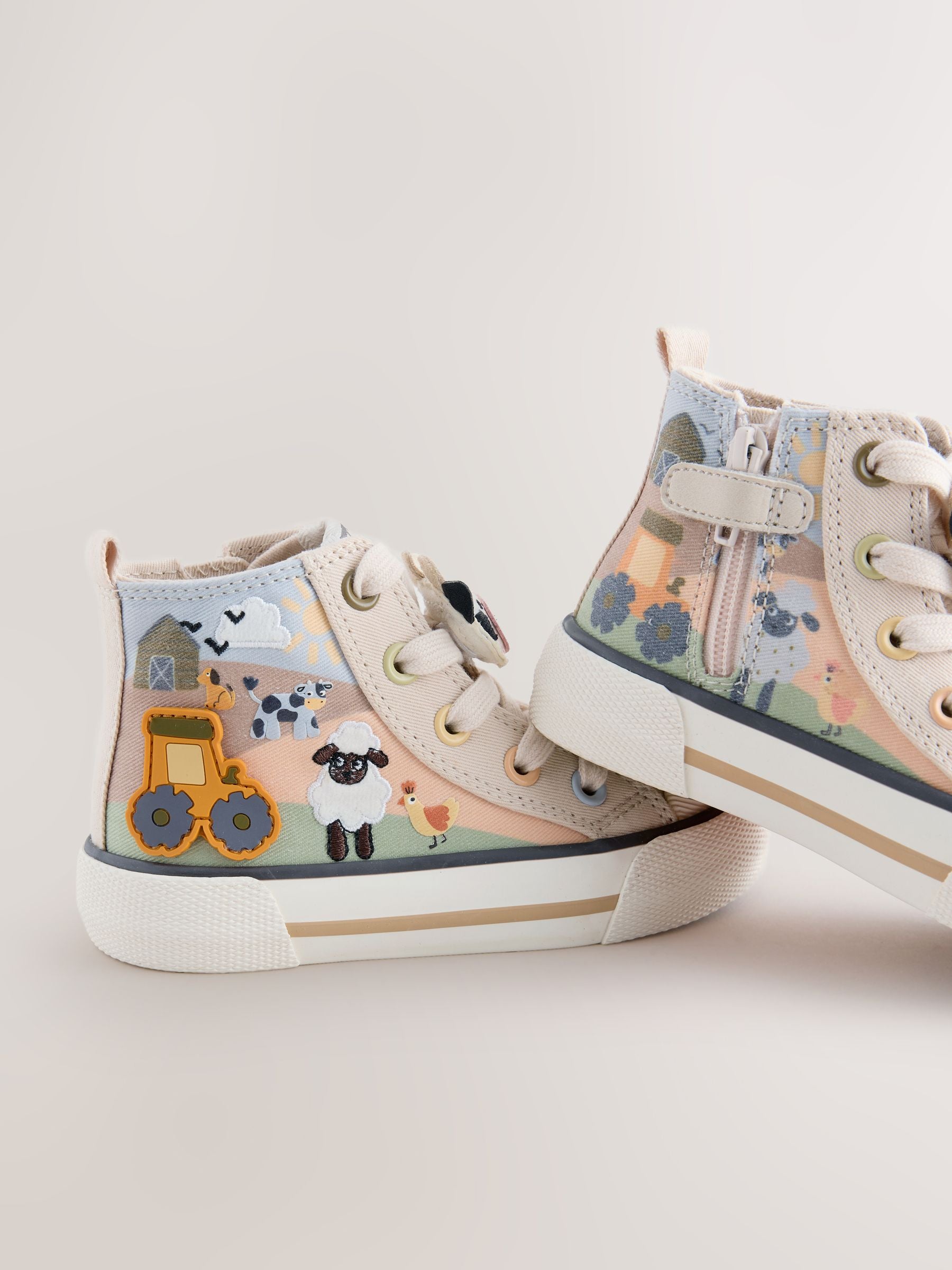 Neutral Farm Standard Fit (F) Zip Fastening Hi Top Trainers image 6