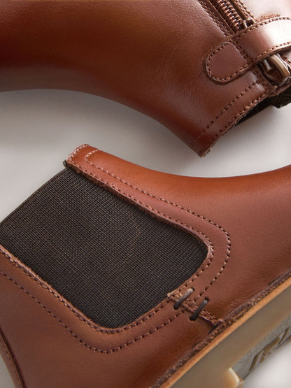 Tan Brown Leather Chelsea Boots image 6