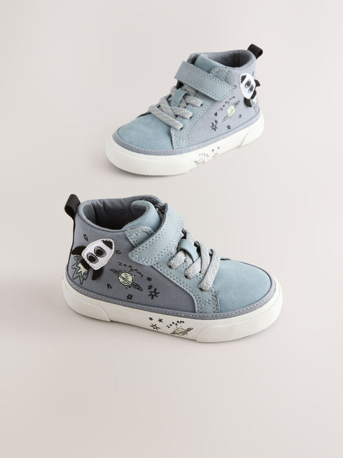 Grey Rocket Touch Fastening Elastic Lace Hi Top Trainers image 1
