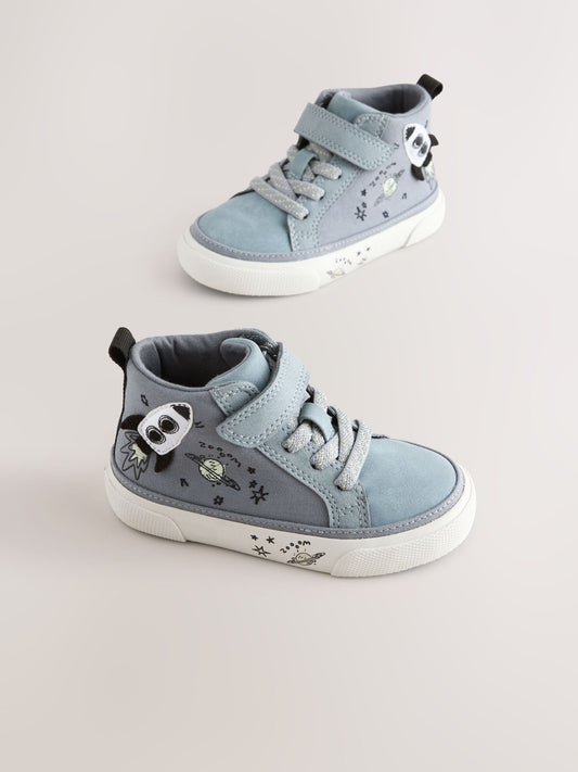 Grey Rocket Touch Fastening Elastic Lace Hi Top Trainers image 2