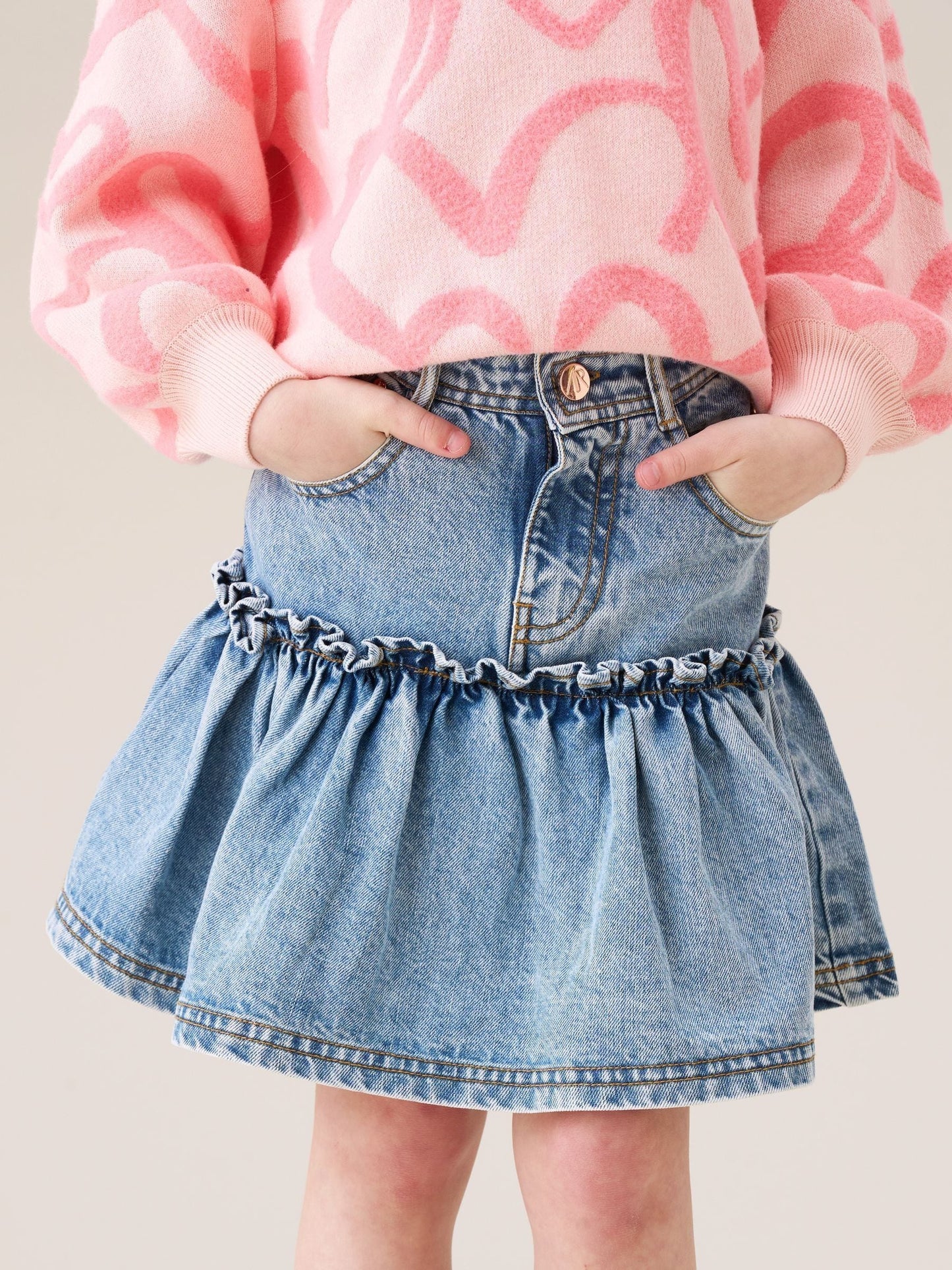Dsiney Kidz - Angel & Rocket Blue Noemie Heart Pocket Denim Skirt image 1