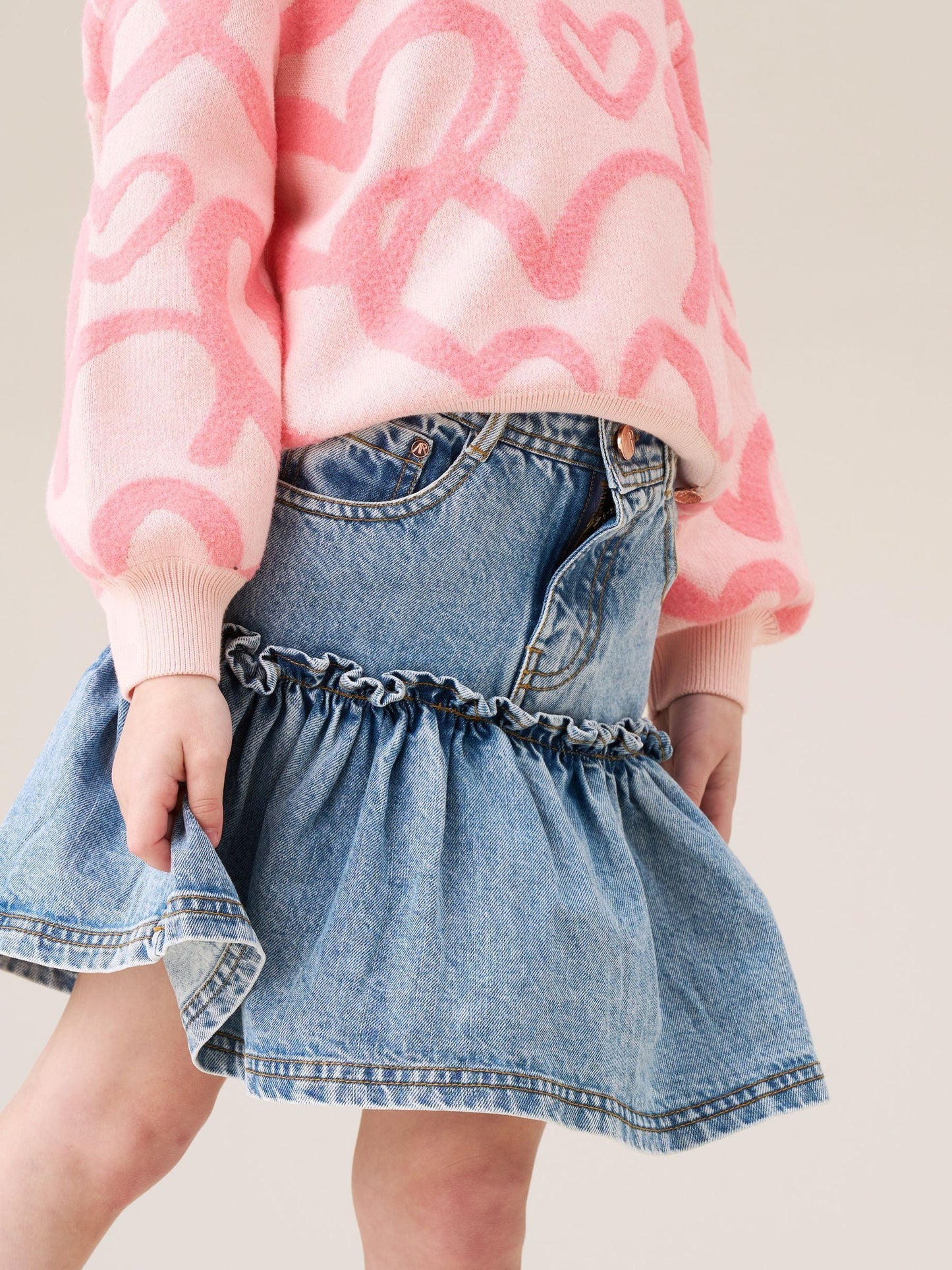 Dsiney Kidz - Angel & Rocket Blue Noemie Heart Pocket Denim Skirt image 2