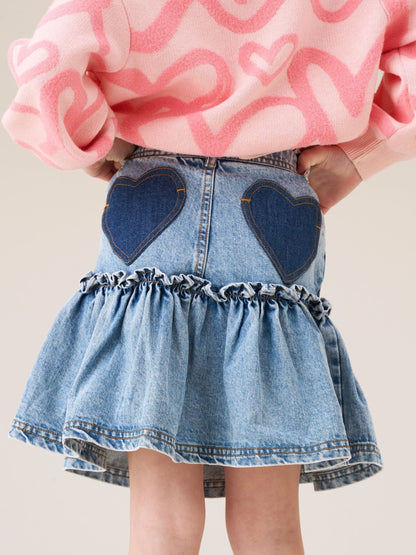 Dsiney Kidz - Angel & Rocket Blue Noemie Heart Pocket Denim Skirt image 3