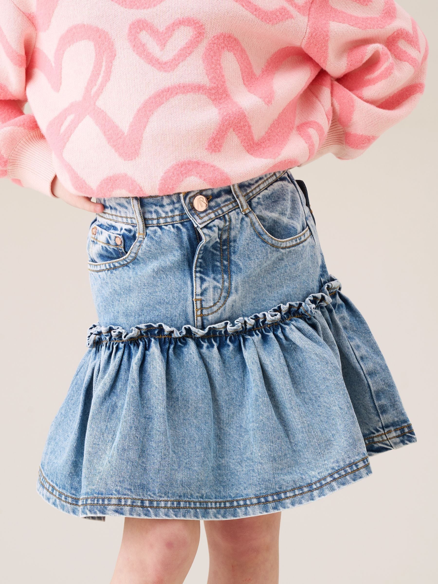 Dsiney Kidz - Angel & Rocket Blue Noemie Heart Pocket Denim Skirt image 4