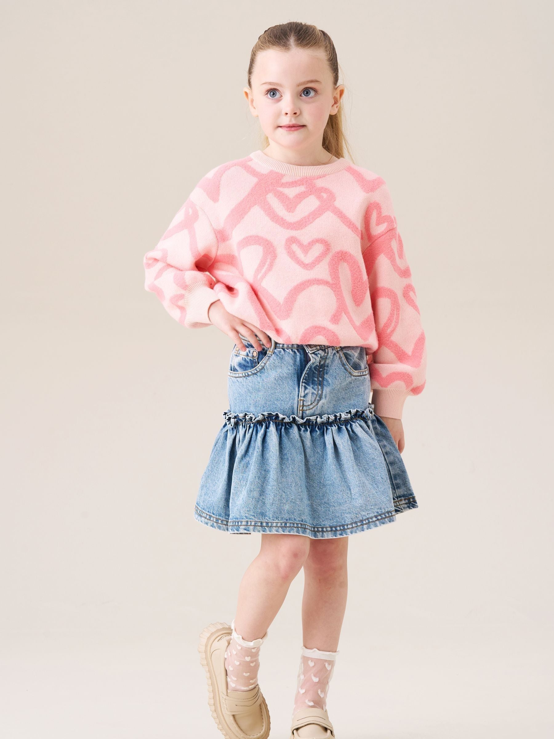 Dsiney Kidz - Angel & Rocket Blue Noemie Heart Pocket Denim Skirt image 5