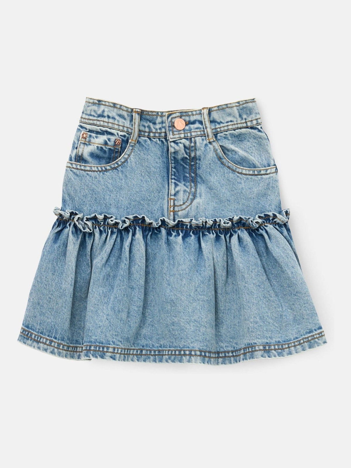 Dsiney Kidz - Angel & Rocket Blue Noemie Heart Pocket Denim Skirt image 6