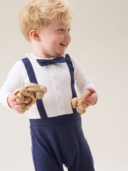Angel & Rocket Blue Jude Smart Bow Tie Onesie image 1