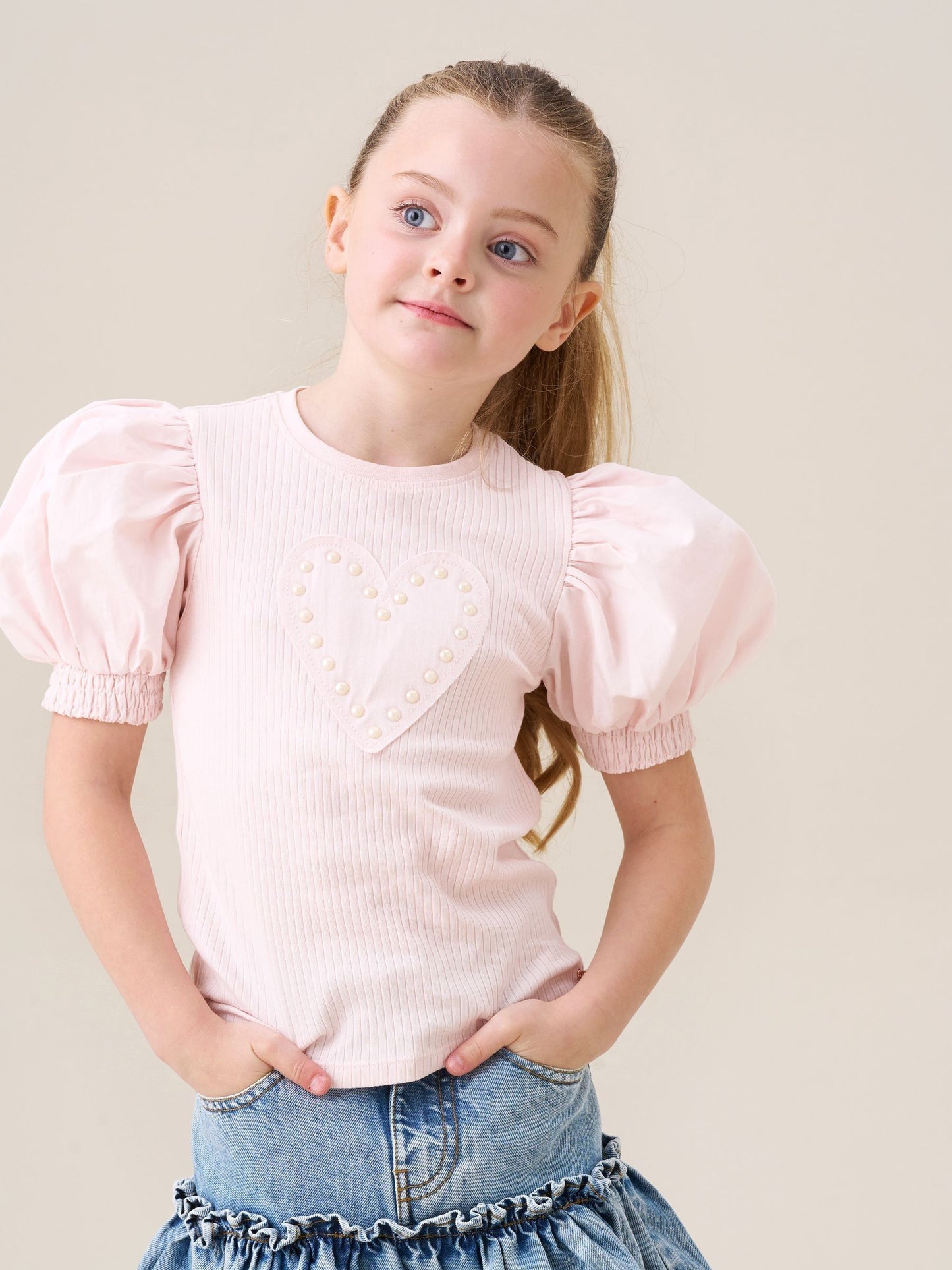 Dsiney Kidz - Angel & Rocket Pink Eve Ruffle Heart Puff Sleeve T-Shirt image 1
