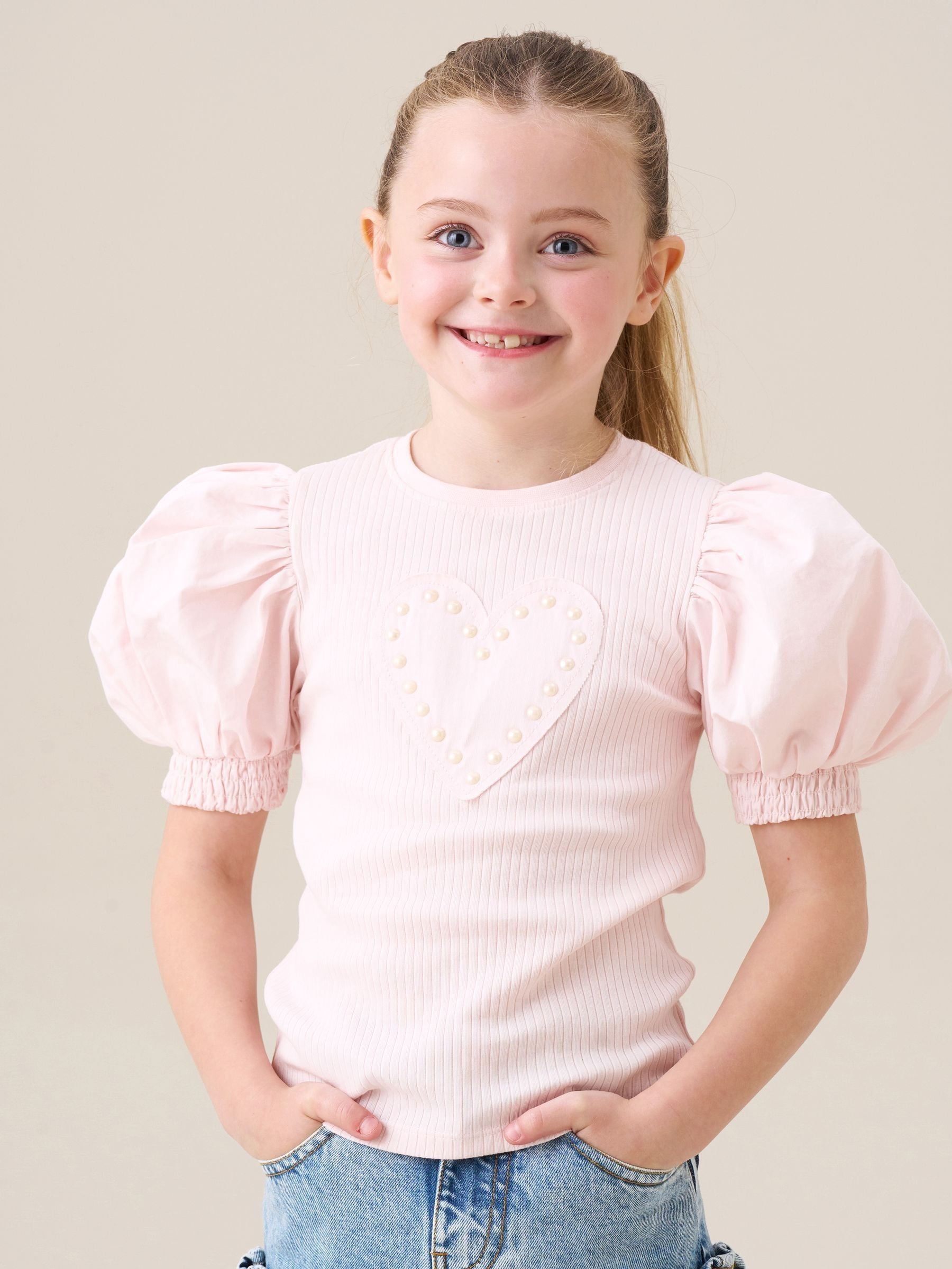 Dsiney Kidz - Angel & Rocket Pink Eve Ruffle Heart Puff Sleeve T-Shirt image 2